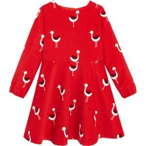 Jacadi Red Bird Print Kids Dress